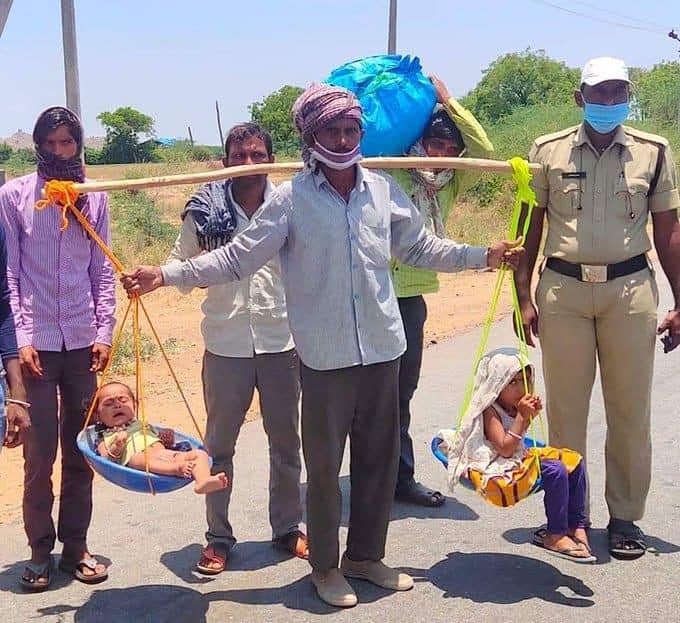 சொந்த மாநிலத்துக்கு இரு குழந்தைகளுடன் துலாபார பயணம்