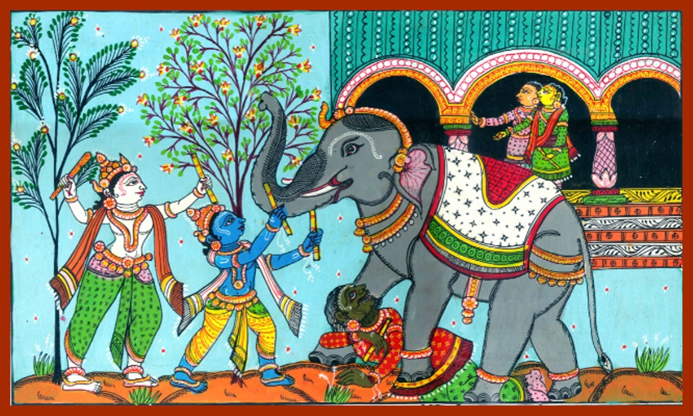 Demon elephant and Srikrishna
