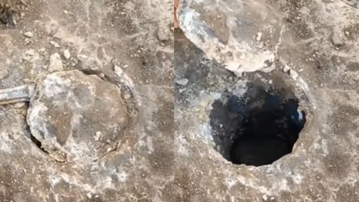 hole inside rock viral video