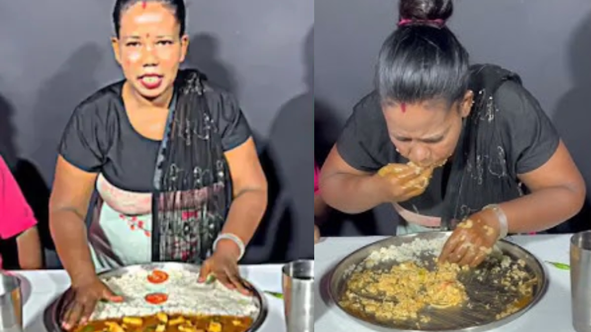 Food Challenge woman ate in 1 minute