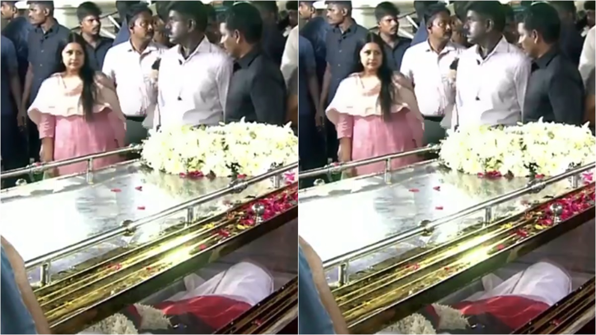 Sangeeta, Vijay's wife, visited Murasoli Selvam's body in person and paid tribute