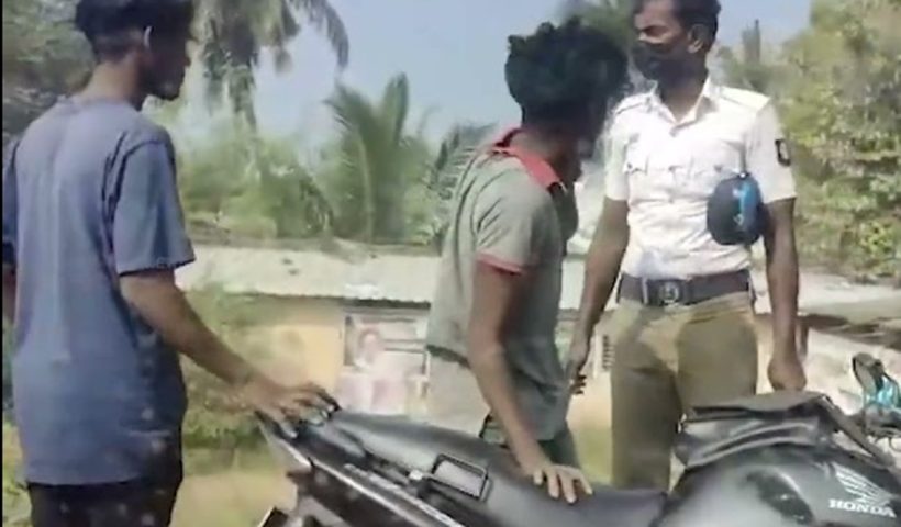 Punishment for traffic police officer who attacked youth in Tirunelveli for not wearing helmet