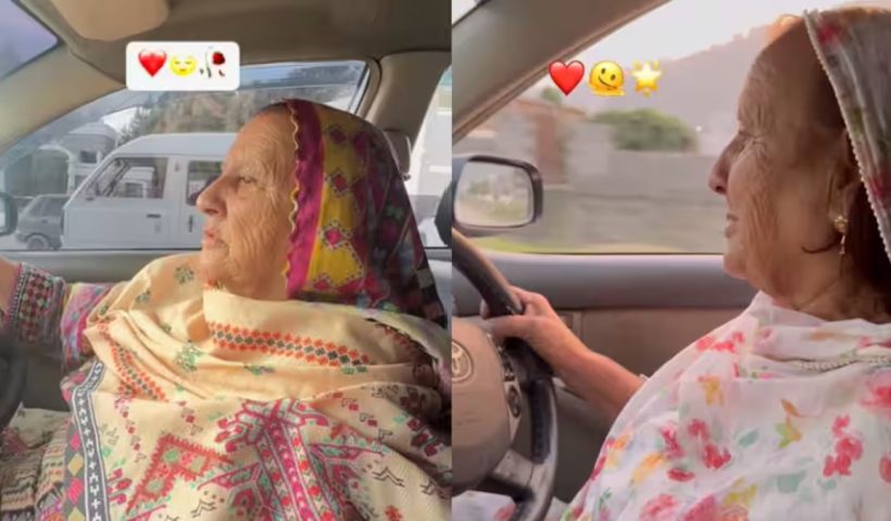 Old woman Driving Car