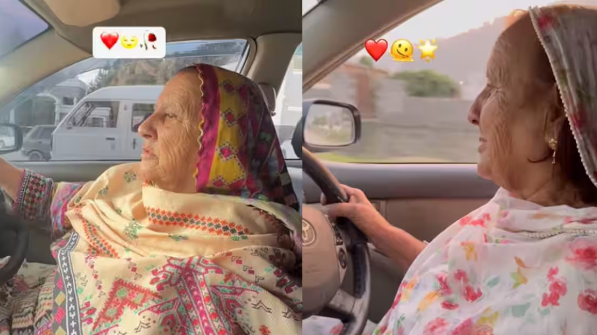 Old woman Driving Car