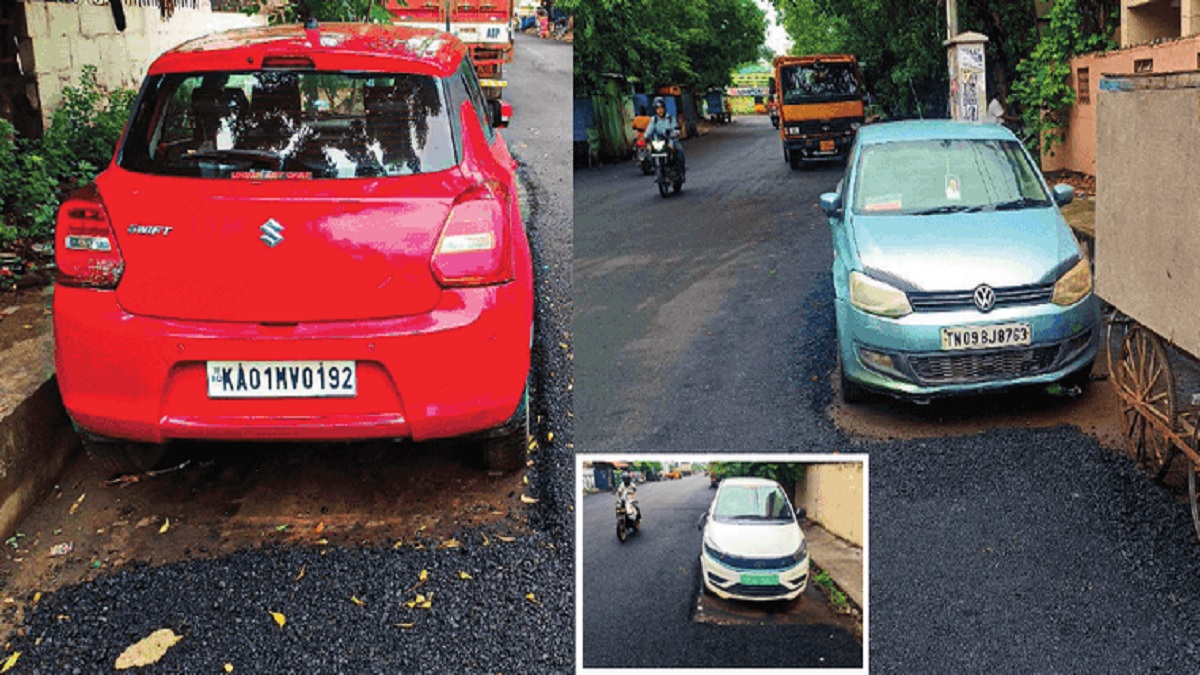 இப்படி காரை நிறுத்தினால் எப்படி ரோடு போட முடியும்.. பார்க்கிங் இடம் இல்லாதவர்கள் ஏன் கார் வாங்குகிறீர்கள்.. சென்னை மாநகராட்சி கடுமையான நடவடிக்கை எடுக்க வேண்டும்.. பொதுமக்கள் கோரிக்கை..!