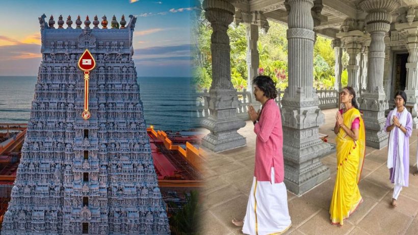 around the temple walking