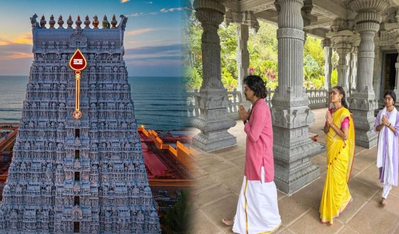 around the temple walking