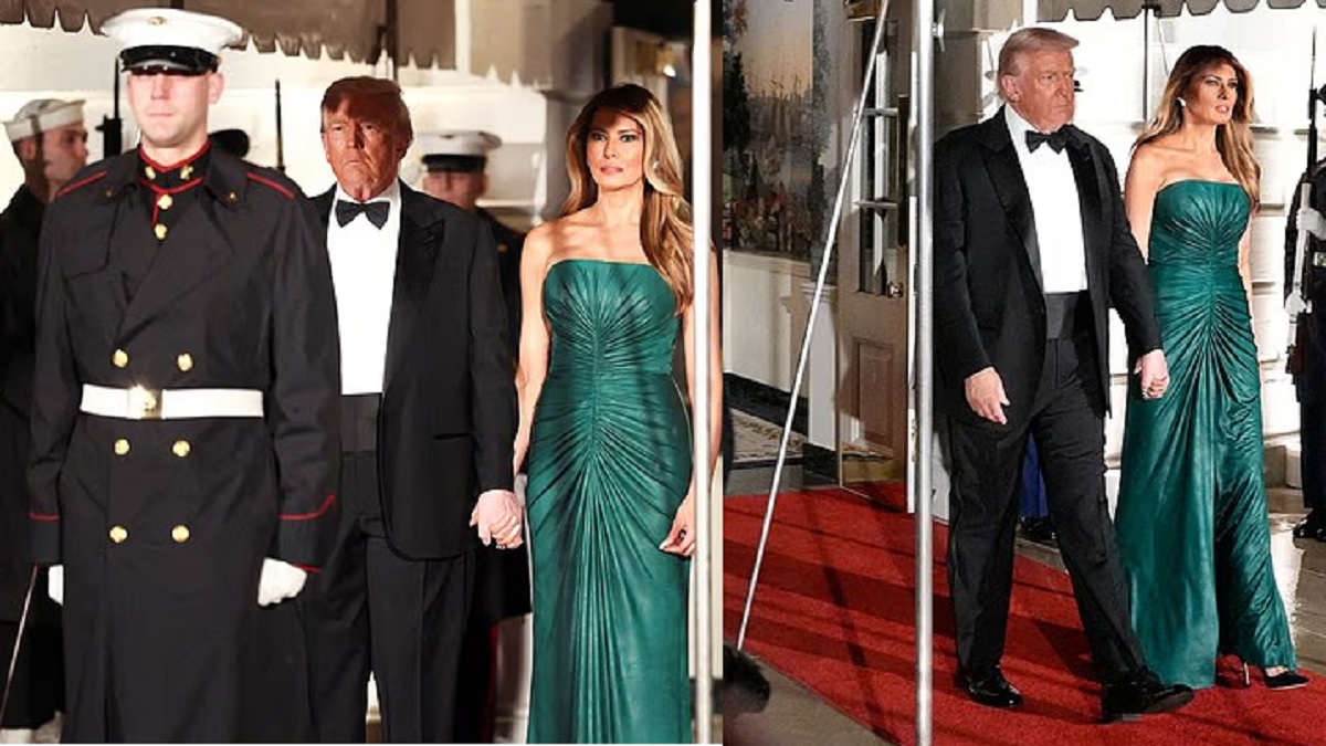 சவுதி அரேபியா இளவரசருக்கு தனது கிளாமர் உடையின் மூலம் டிரம்ப் மனைவி மறைமுக ஆதரவு தந்தாரா? ரூ.3 லட்சம் மதிப்புடைய மெலனியாவின் பச்சை உடை.. சவுதி அரேபியாவின் தேசிய கொடியின் நிறமும பச்சை தான்.. அமெரிக்காவில் 1 டிரில்லியன் டாலர் முதலீடு செய்த பட்டத்து இளவரசர்..!