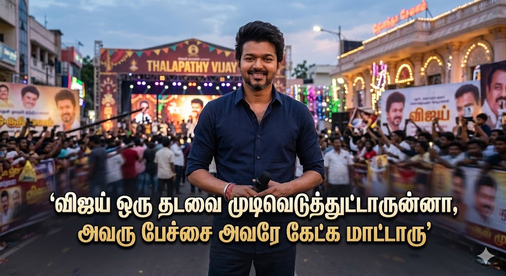 விஜய் ஒரு தடவை முடிவெடுத்துட்டாருன்னா, அவரு பேச்சை அவரே கேட்க மாட்டாரு.. ஆட்சி அமைக்க என்.டி.ஏ கெஞ்சினாலும் சரி, மிரட்டினாலும் சரி கூட்டணி சேர மாட்டாரு.. அவர் அரசியலுக்கு வந்ததே திராவிட கட்சிகள் ரெண்டையும் வீட்டுக்கு அனுப்ப தான்.. அப்ப எப்படி ஒரு திராவிட கட்சி ஆட்சி அமைக்க ஒத்துக்கிடுவார்.. ஒன்று விஜய் ஆட்சியை பிடிப்பார்.. அல்லது மறு தேர்தல் தான்.. பிரபல ஜோதிடர்..