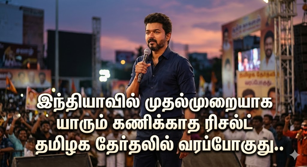 இந்தியாவில் முதல்முறையாக யாரும் கணிக்காத ரிசல்ட் தமிழக தேர்தலில் வரப்போகுது.. விஜய் ஆட்சி அமைப்பார்ன்னு ரெண்டே ரெண்டு கருத்துக்கணிப்பு தான் சொல்லுச்சு.. அதுவும் அதிகபட்சமாக 120 தொகுதிகள் ஜெயிக்கும்ன்னு சொல்லிச்சு.. ஆனால் ரிசல்ட் வேற லெவலில் இருக்க போகுது.. இந்த ரிசல்ட்டை பார்த்துட்டு இனிமே எவனும் கருத்துக்கணிப்பே எடுக்க கூடாது..!